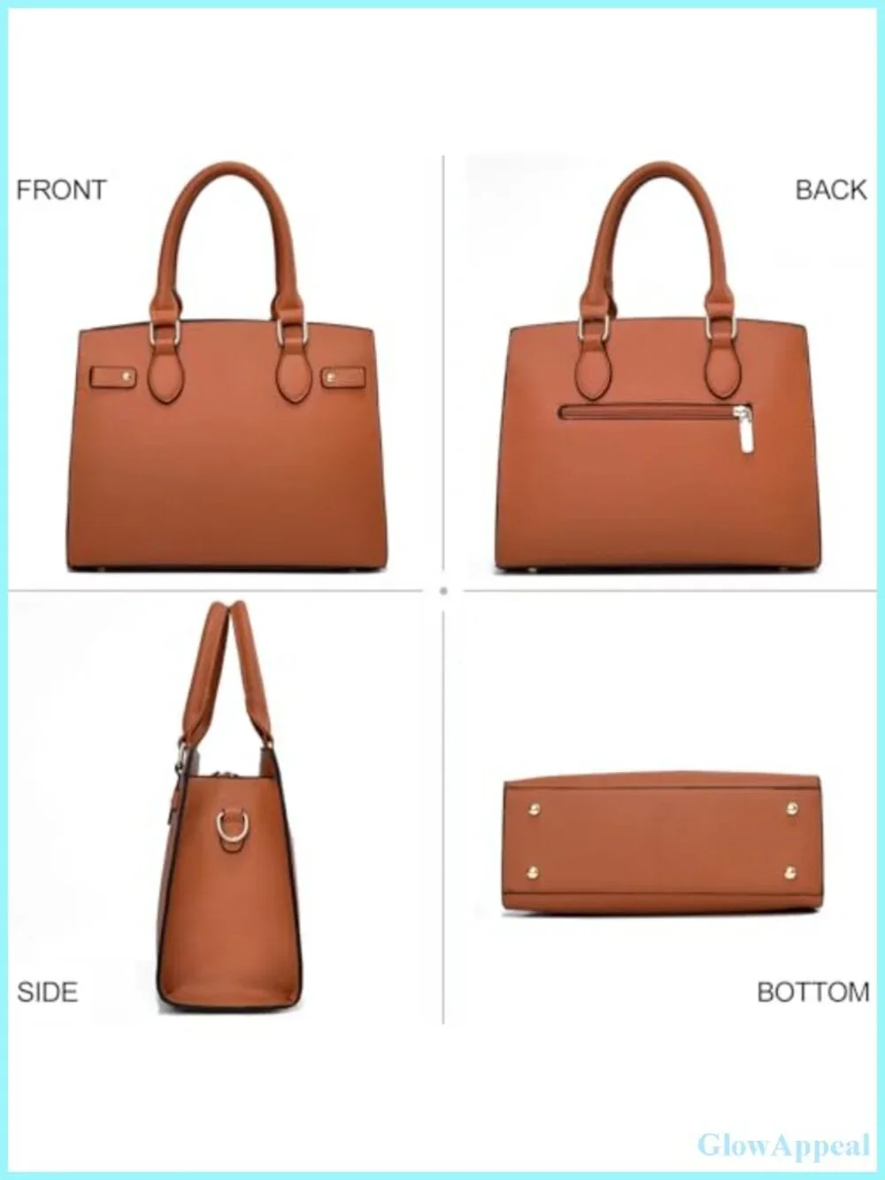 Faux Leather Satchel Purse Top Handle Shoulder Tote Bag with Strap